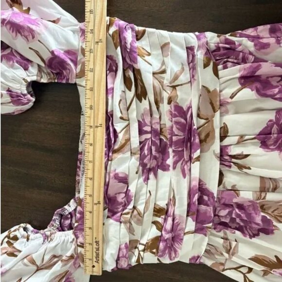 A&F Emerson Poplin Puff Sleeve Midi Square Neck Dress Cotton sz XSP Cottagecore - Picture 4 of 4